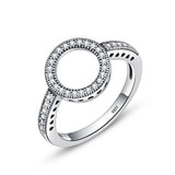 Forever CZ Circle Round Square Silver Ring