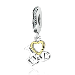 I Love DAD Love Heart Charms 