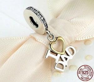 I Love DAD Love Heart Charms 