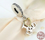 I Love DAD Love Heart Charms 