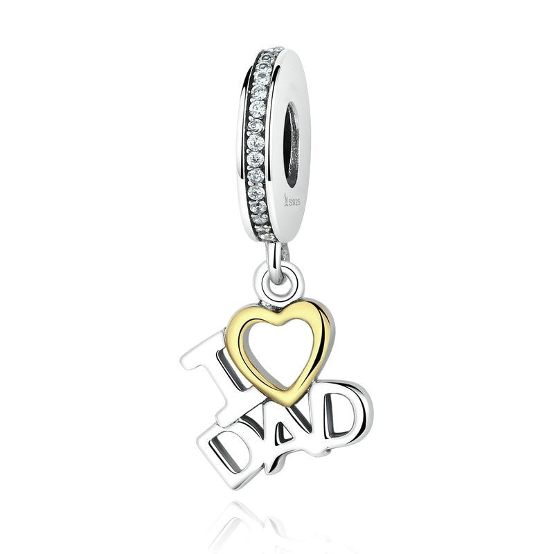 I Love DAD Love Heart Charms | Pendant for Father's Day 
