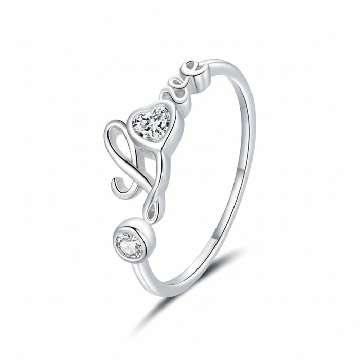 S925 Sterling Silver Love ring with sparkling pavé CZ stones – Jewelry Towns