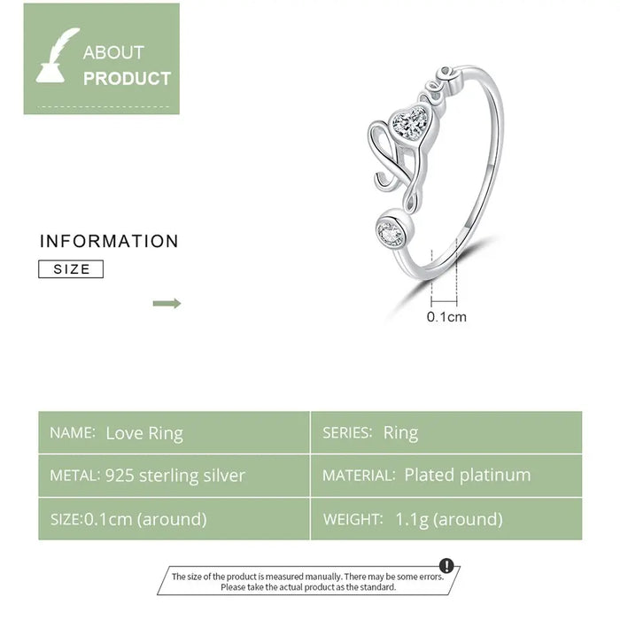 Close-up of the polished "LOVE" lettering and high-quality cubic zirconia stones – Jewelry Towns