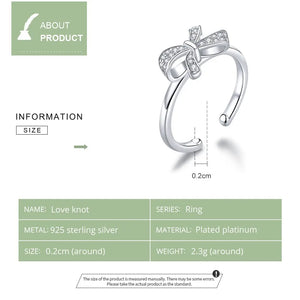 925 Sterling Silver Love Knot Ring – Elegant Promise Ring for Women 