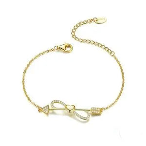 Love on a String Bracelet – 925 Sterling Silver Adjustable Dainty CZ Bracelet for Women 