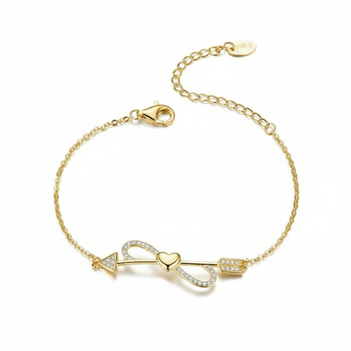 Love on a String heart and infinity CZ slider bracelet in 925 sterling silver