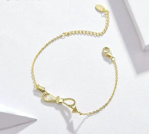 Love on a String Bracelet – 925 Sterling Silver Adjustable Dainty CZ Bracelet for Women 