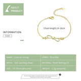 Love on a String Bracelet – 925 Sterling Silver Adjustable Dainty CZ Bracelet for Women 