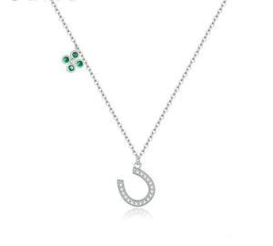 Lucky Horseshoe Plated platinum Chain Necklace 