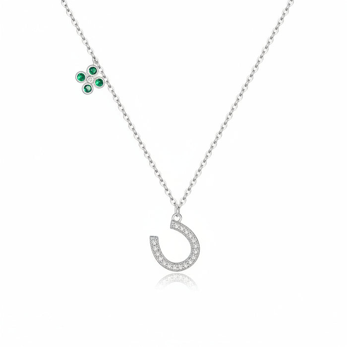 Lucky horseshoe CZ necklace in 925 sterling silver