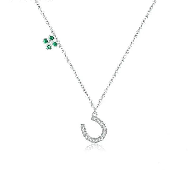 Lucky Horseshoe Plated platinum Chain Necklace 