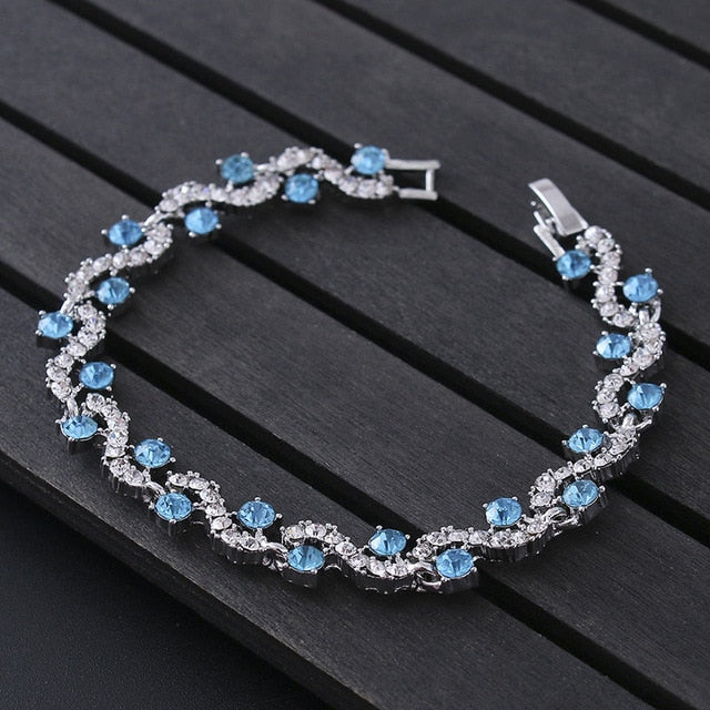 Luxury Blue Crystal Bracelet | Stylish Silver Bracelet