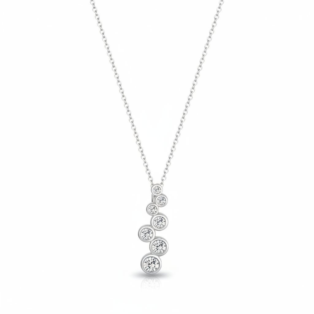 Graduated bubble necklace in 925 sterling silver