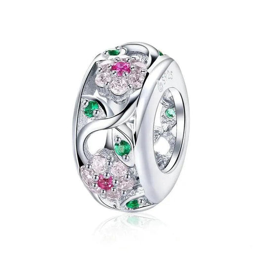 925 Sterling Silver Mirror-Polished Flower Charm with high-gloss finish, fits Pandora bracelet