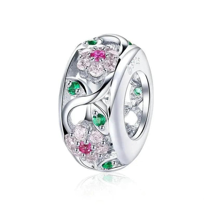 925 Sterling Silver Mirror-Polished Flower Charm with high-gloss finish, fits Pandora bracelet