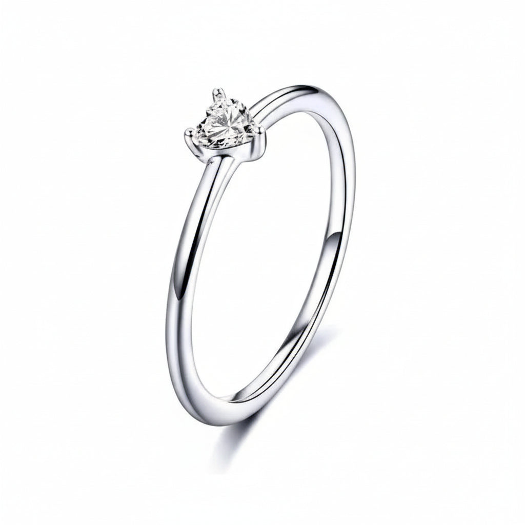 Moissanite Engagement Ring 925 sterling silver platinum plated solitaire
