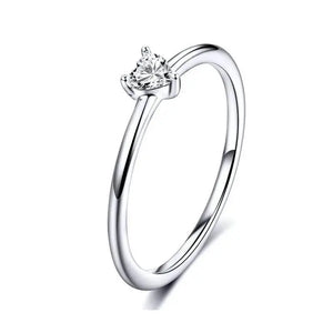Moissanite Engagement Ring – 925 Sterling Silver Platinum Plated Solitaire Ring for Women 