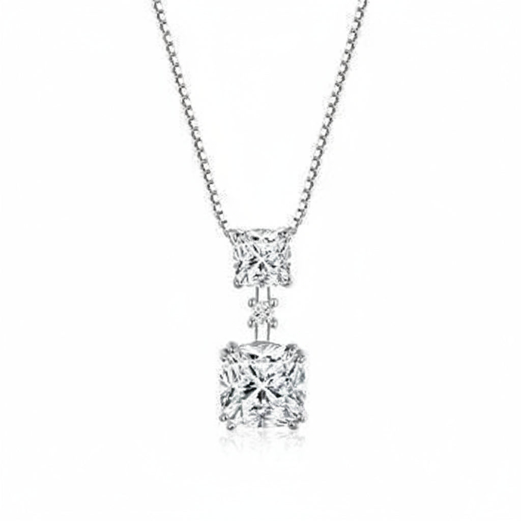 Round moissanite solitaire necklace in 925 sterling silver