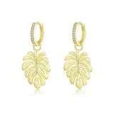 Gold Color Leaf Style Drop Earrings 