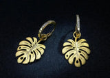 Gold Color Leaf Style Drop Earrings 