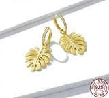 Gold Color Leaf Style Drop Earrings 