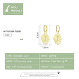 Gold Color Leaf Style Drop Earrings 