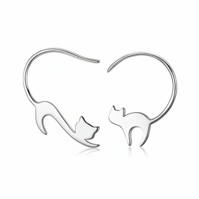 Napping cat drop earrings in 925 sterling silver