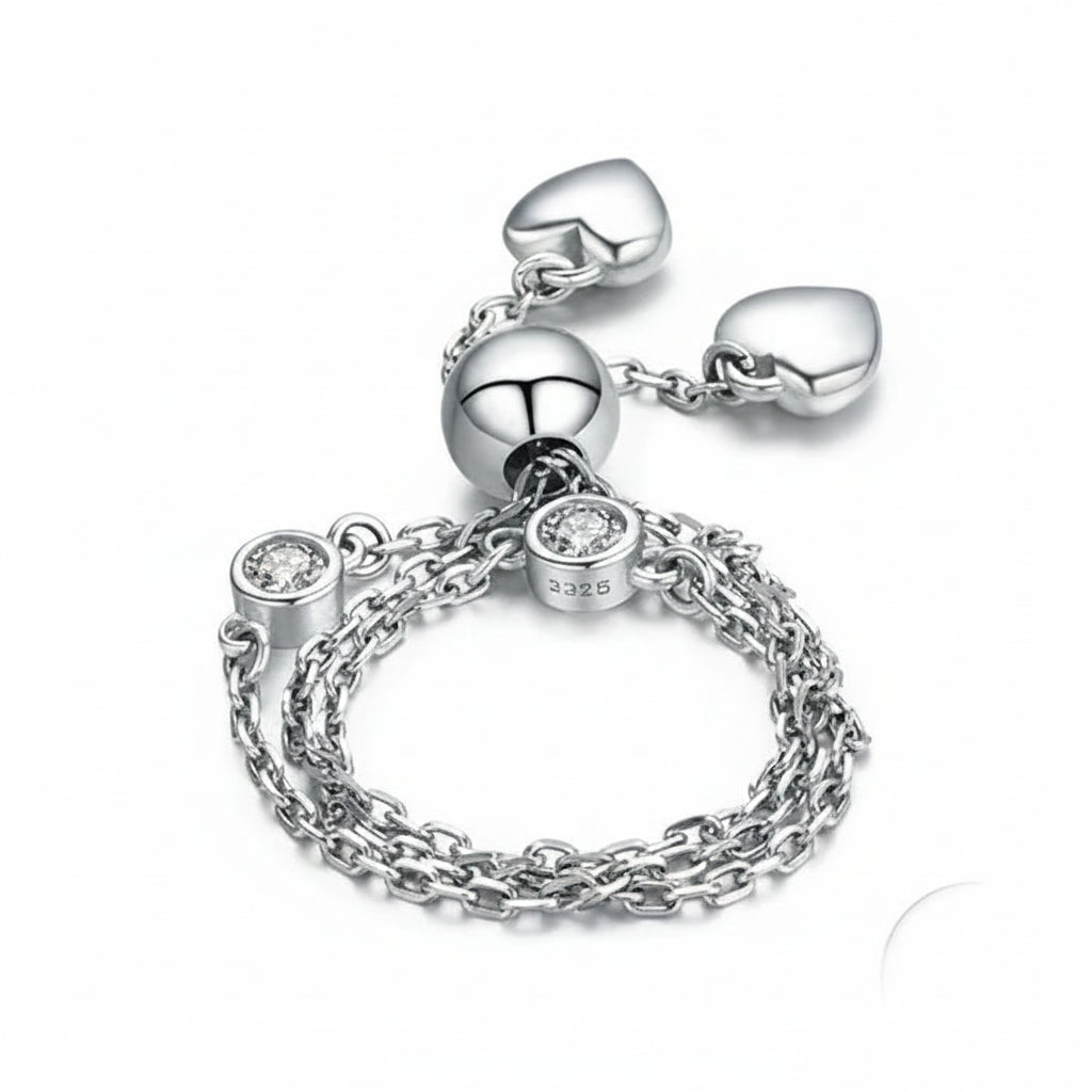 Pavé-style heart bracelet in 925 sterling silver