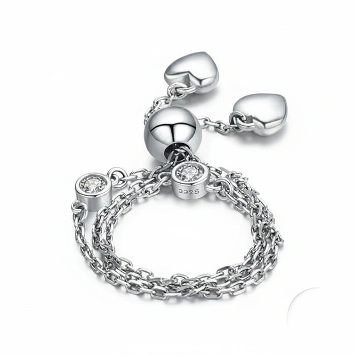 Pavé-style heart bracelet in 925 sterling silver