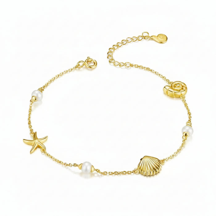 Pearl shell chain bracelet in 925 sterling silver