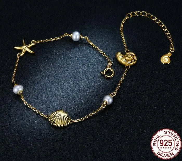 925 sterling silver bracelet with shell pearl detail