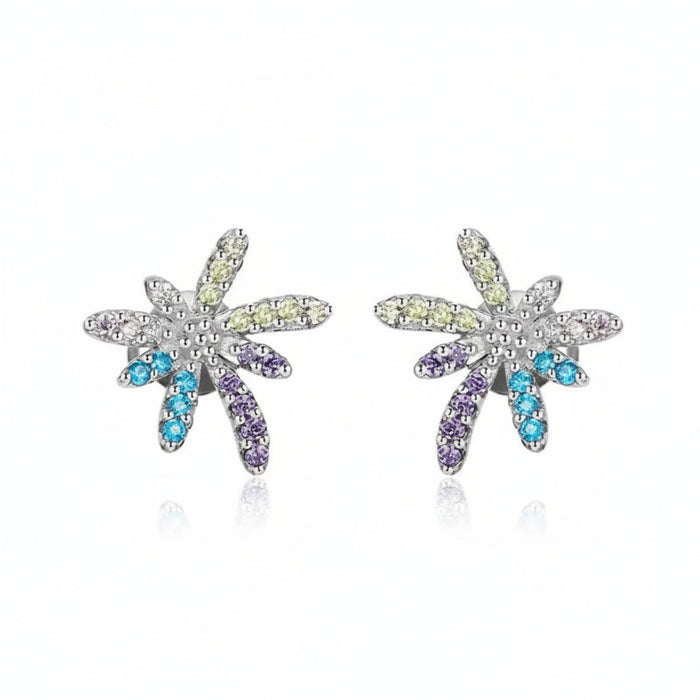 Firework starburst CZ stud earrings in 925 sterling silver