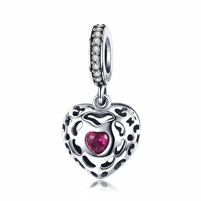 Happiness Heart Pink CZ Charms 