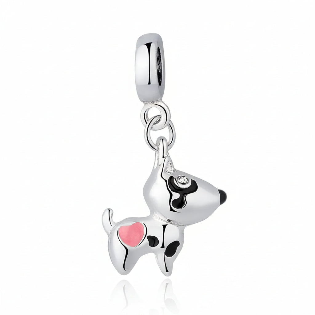 Pink Heart Dog Charms 