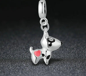 Pink Heart Dog Charms 