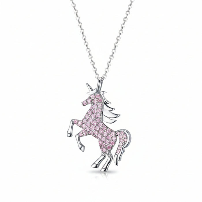 Rainbow unicorn pendant necklace in 925 sterling silver