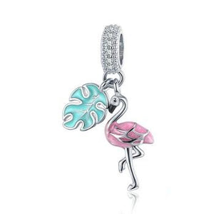 Pink Enamel Flamingo Pendant Charms | Flamingo Pendant Charms