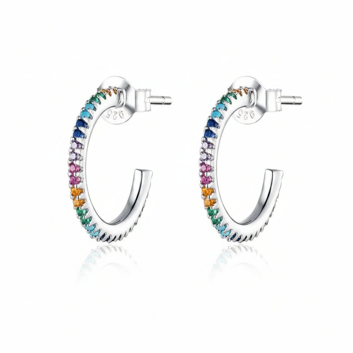 Rainbow CZ stud earrings in 925 sterling silver