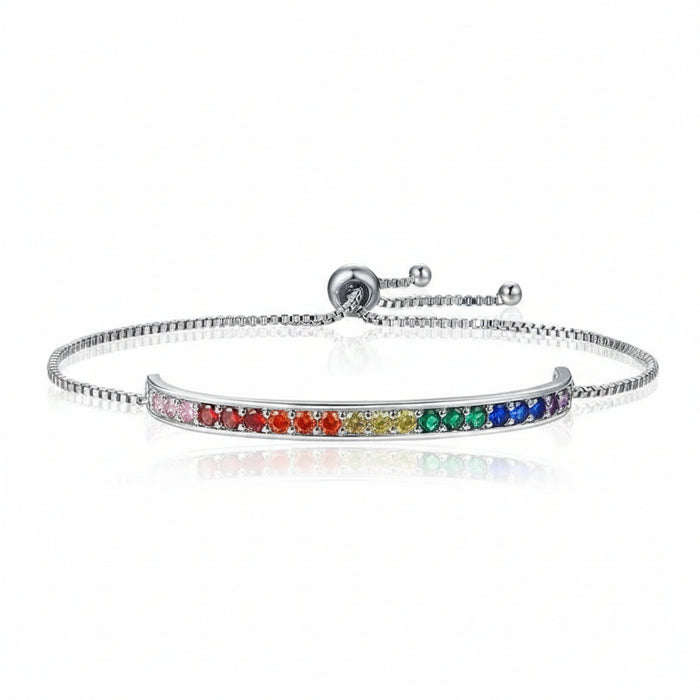 Rainbow CZ tennis bracelet in 925 sterling silver