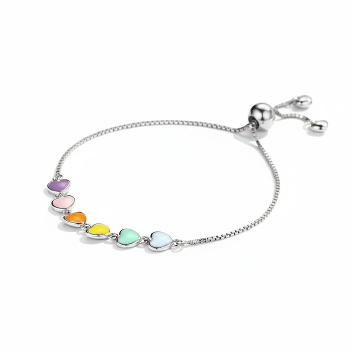 Rainbow heart bracelet in 925 sterling silver