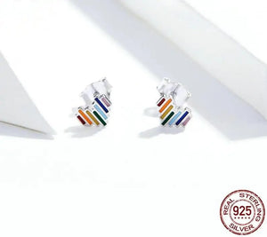 Rainbow Heart Stud Earrings.