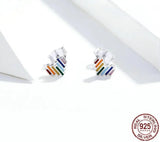 Rainbow Heart Stud Earrings.