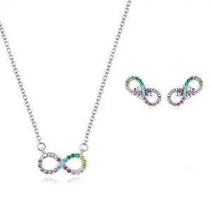 Infinite Love Necklace and Stud Earrings 