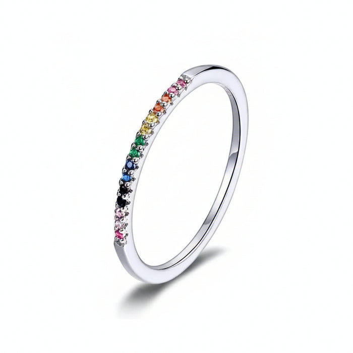 925 Sterling Silver Rainbow ring with colorful stones – Jewelry Towns