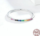 Rainbow Zircon Sterling Silver Ring | 925 Silver Colorful Mood Ring | 