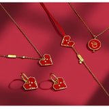 Red Heart Mouse Bracelet – 925 Sterling Silver Gold-Plated Charm Jewelry for Women 