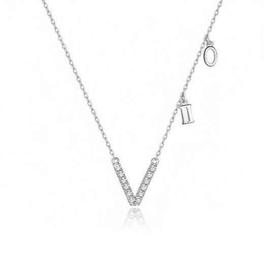Roman numerals CZ necklace in 925 sterling silver