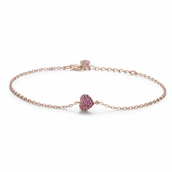 Romantic heart chain bracelet in 925 sterling silver