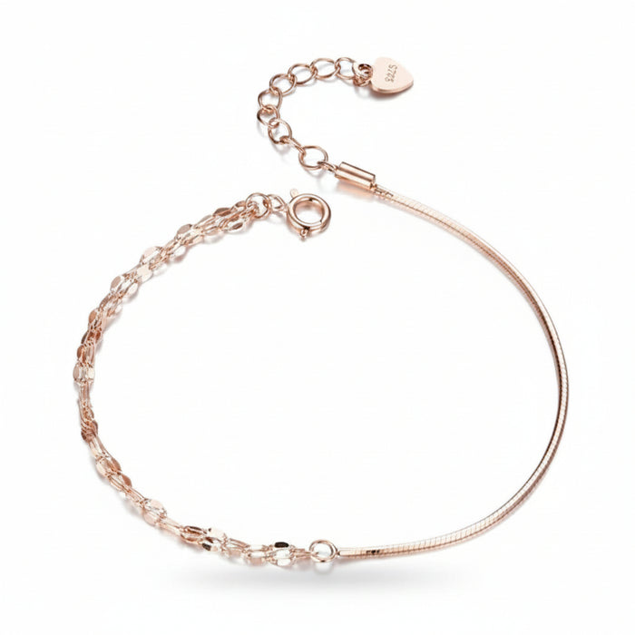 Rose gold sparkling strand bracelet in 925 silver