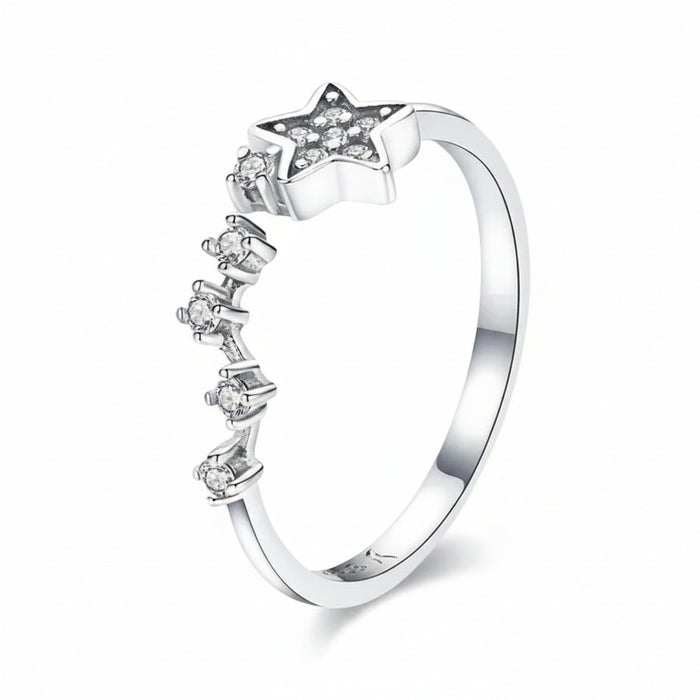Secret of Stars silver circle ring in 925 sterling silver with star design – Jewelry Towns